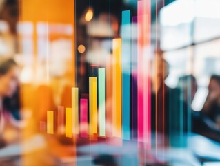 Poster - Dynamic Business Analytics Visualization Vibrant Data-Driven Performance Metrics Showcasing Innovative Corporate Growth Strategies in Modern Workspace Design
