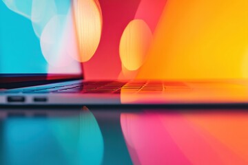 Aufkleber - Gradient Tech Aesthetics Vibrant Laptop Edge in Immersive Digital Color Spectrum - Creative Workspace Innovation and Chromatic Design Exploration