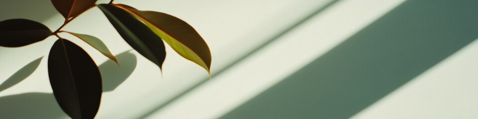 Aufkleber - Minimalist Botanical Shadow Play Soft Natural Light and Organic Leaf Silhouettes - Tranquil Wellness Design for Mindful Space Aesthetics