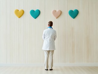 Fototapete - Emotional Wellness Insights Holistic Healthcare Professional Analyzing Empathetic Design with Minimalist Heart-Centered Visual Metaphor for Mental Health Innovation