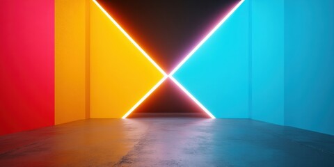 Aufkleber - Immersive Digital Nexus Vibrant Neon Geometric Light Tunnel Revealing Cutting-Edge Tech Innovation and Future-Forward Visual Experiences