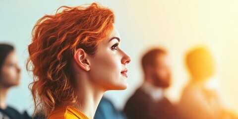 Aufkleber - Vibrant Gen Z Workplace Innovation Diverse Professional Network Connecting Through Soft Focus Collaborative Energy, Empowering Future-Forward Corporate Communication