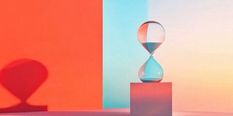 Poster - Minimalist Time Flow Gradient Hourglass Visualizing Digital Productivity, Wellness Innovation and Creative Time Management in Modern Work Landscapes