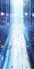 Canvas Print - this abstract digital background features vibrant blue glowing lines and scattered particles, creati