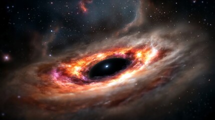 Wall Mural - black hole absorbs matter in space, background stars. for science or astronomy