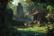 © Cloudyew - Discover the enchanting beauty of ancient temple ruins enveloped by lush greenery. This serene scene captures the essence of nature reclaiming history.