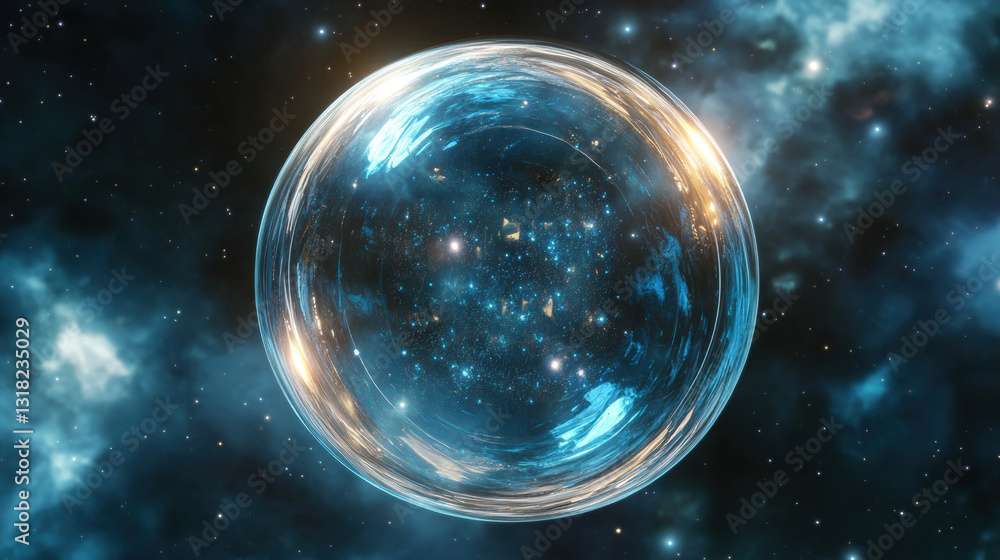 Universe inside a bubble in space Stock Illustration | Adobe Stock