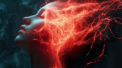 Canvas Print - fiery mind: abstract surreal portrait of a woman