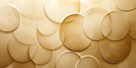 Wall Mural - beautiful composition featuring golden circles on a soft textured background, perfect for elegant de