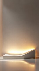 Aufkleber - Elegant minimalist podium with warm glowing light for product showcase in interior studio setup
