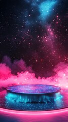 Leinwandbilder - Enchanting cosmic stage with ethereal pink clouds against starry expanse a captivating digital art concept