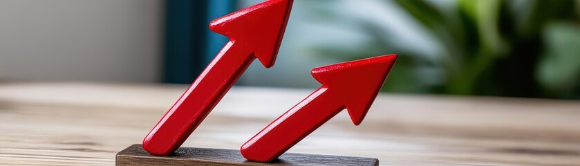 Poster - a histogram with a red arrow going up symbolizing business growth