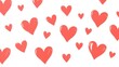 © Brahim - hearts are scattered on a white background with a red border,