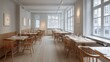 © Sampao - Warm and inviting Scandinavian dining space with clean lines, wooden accents, and a contemporary neutral theme.