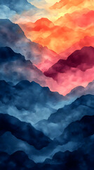 Wall Mural - colorful mountain range sunset landscape