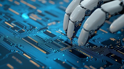 Poster - robotic hand interacting with advanced circuit board technology