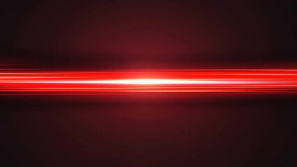 Dynamic red light streak with horizontal motion over dark background animation