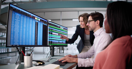 Poster - Diverse Business Team Using Spreadsheet Software