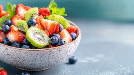 Poster - Fresh and Colorful Fruit Salad with Strawberries and Blueberries