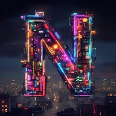 Wall Mural - Neon Cityscape 