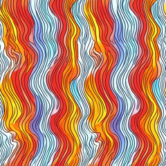 Wall Mural - Colorful wavy lines abstract background. Vibrant digital art seamless pattern for design