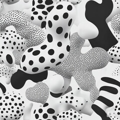 Wall Mural - Modern abstract 3D black and white patterned shapes design background for banner, poster, flyer, advertising. Place for text.