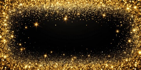 Poster - A shimmering golden frame of sparkling dust and twinkling lights creates a festive backdrop for your design.