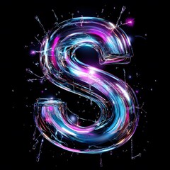 Wall Mural - Glowing neon lights swirl with bright, colorful energy in a futuristic abstract design