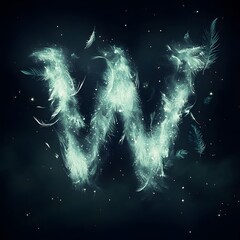 Wall Mural - A magic wand on an abstract blue background with stars evokes a night sky illustration with light, energy, and a fractal pattern
