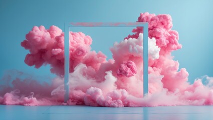 Wall Mural - abstract pastel pink paint against a pastel blue background. fluid arrangement with space for text. 