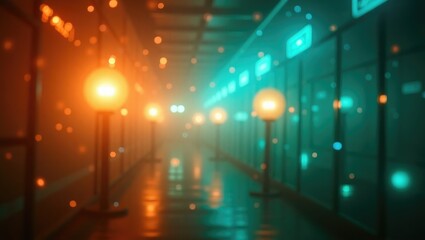 Wall Mural - abstract backdrop of soft focus bokeh lights