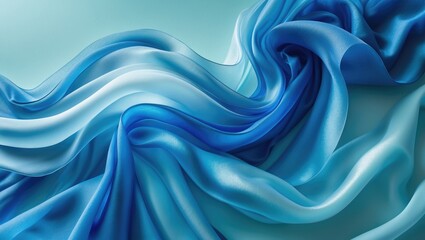 Wall Mural - abstract wave fabric movement dynamic blue color over sky tone background