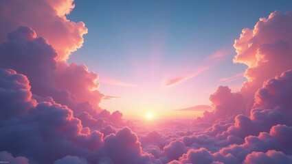 Aufkleber - Bright pink and light blue sky featuring a couple of clouds during a sunset.