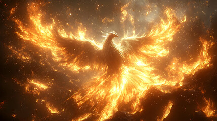 Wall Mural - fiery phoenix in flight