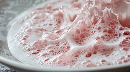 Wall Mural - pink bubbles: a close-up macro photograph of refreshing drink