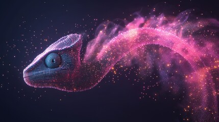 Wall Mural - the neon-colored digital chameleon is a captivating depiction of big data visualization