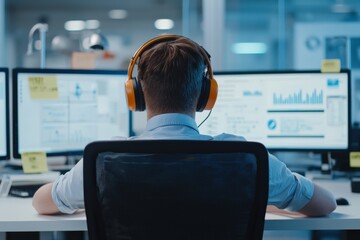 Wall Mural - future workplaces and future trends in hybrid work models and ai-driven business operations .