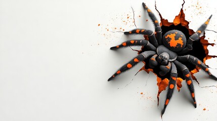 A sophisticated spider graphic with delicate webbing, placed against a pure white backdrop, showcasing the beautiful simplicity of arachnids in an elegant, minimalist design