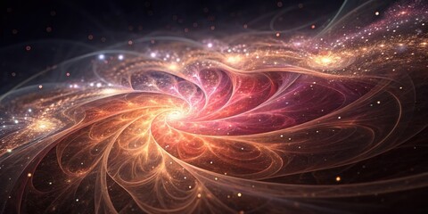 Fototapete - Abstract cosmic swirl of celestial dust and light in a fractal pattern