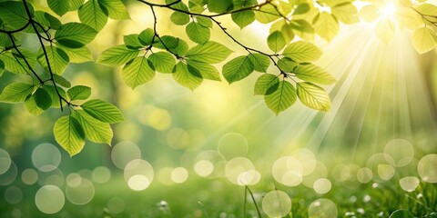 Aufkleber - Sunlight Dappling Through Lush Green Leaves in a Tranquil Forest Setting