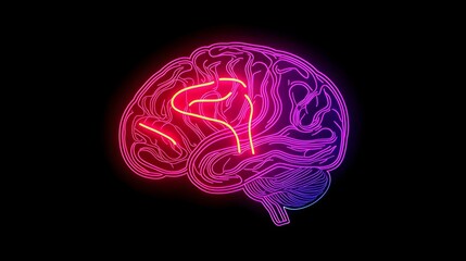 brain with artificial intelligence neon colors