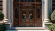 © Irina - Entrance to a beautifully designed library with elegant wooden doors