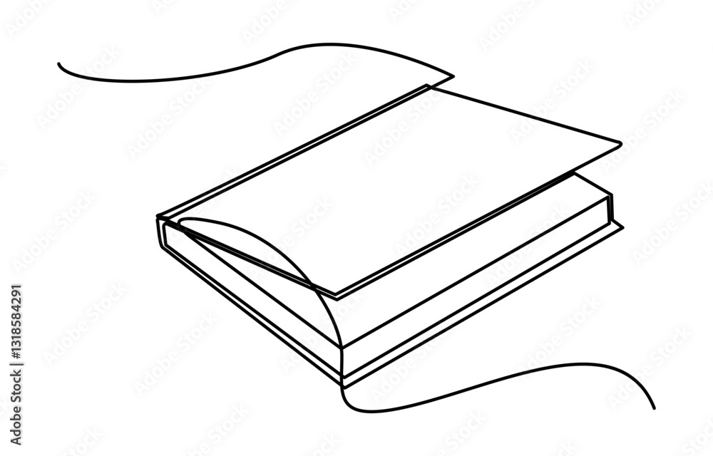 Continuous one line drawing of book opening vector graphic illustration ...