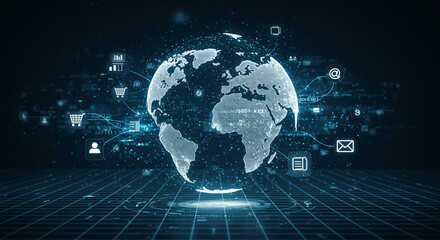 Glowing Digital Globe Representing Global Network and Data Communication