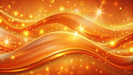 Fototapete - Abstract Golden Wave Background with Sparkling Lights and Glowing Bokeh