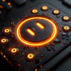 Wall Mural - glowing power button icon with radiating rings symbolizing activation and innovation in technology