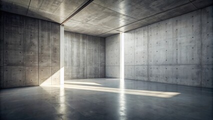 Aufkleber - A Minimalist Concrete Room with Natural Light Streaming Through a Tall Window