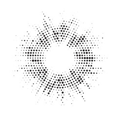 Leinwandbilder - Halftone circle frame background set. Round border Icon using halftone random circle. Grunge circular stain. Vector illustration.