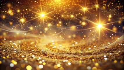 Aufkleber - A shimmering background with a golden texture, scattered with glowing stars and soft, ethereal light.