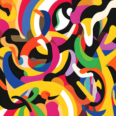 Wall Mural - A colorful abstract painting with many different shapes and colors